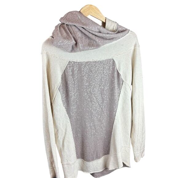 Free People Sequin Swash hoodie sz Medium - muted lilac - Picture 3 of 6